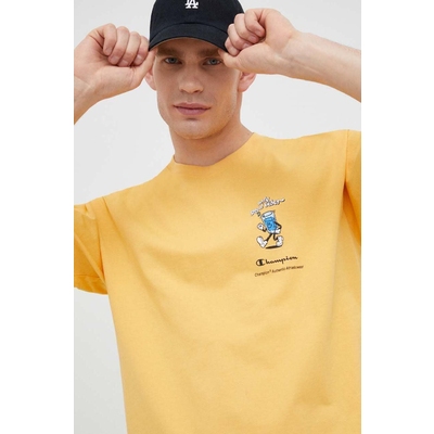 Champion tricou din bumbac culoarea galben, modelator