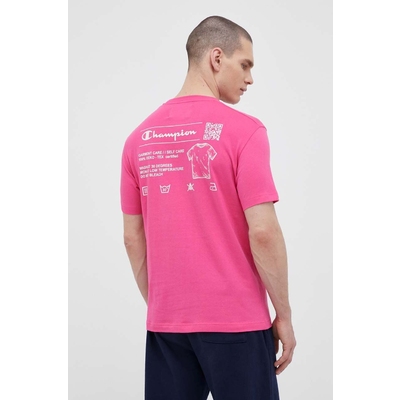 Champion tricou din bumbac culoarea roz, neted
