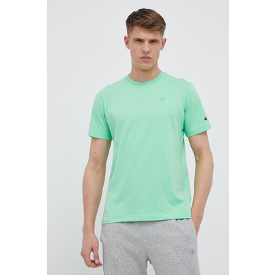 Champion tricou din bumbac culoarea verde, neted