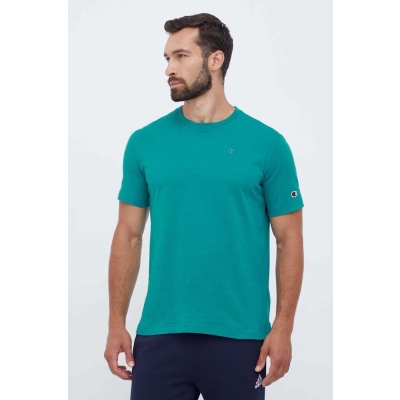 Champion tricou din bumbac culoarea verde, neted