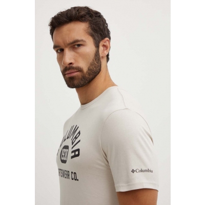 Columbia tricou barbati, culoarea bej, cu imprimeu 1680053-014