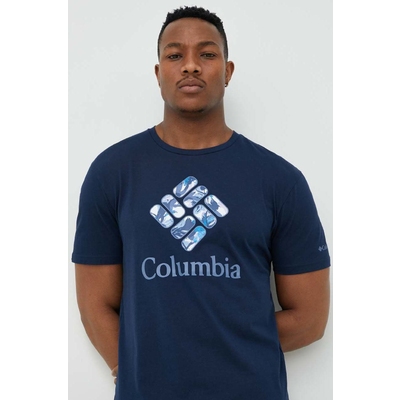 Columbia tricou din bumbac culoarea albastru marin, cu imprimeu