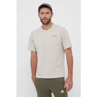 Columbia tricou din bumbac culoarea bej, neted 2037491-278