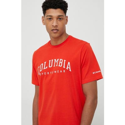 Columbia tricou din bumbac culoarea rosu, modelator