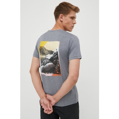 Columbia tricou sport Tech Trail Graphic , culoarea gri, cu imprimeu