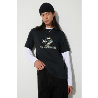 Converse tricou din bumbac barbati, culoarea verde, cu imprimeu