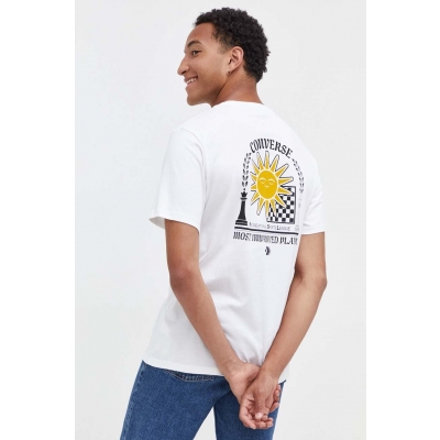 Converse tricou din bumbac culoarea alb, cu imprimeu