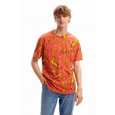 Desigual tricou din bumbac 23WMTK59 TS DANI barbati, culoarea bordo, modelator