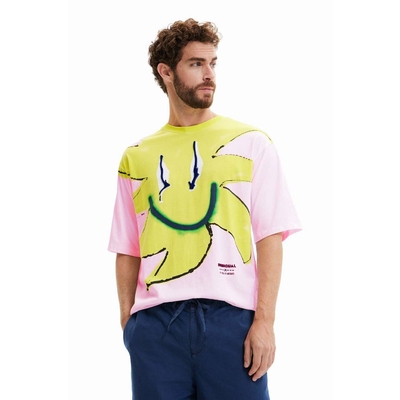 Desigual tricou din bumbac culoarea rosu, cu imprimeu