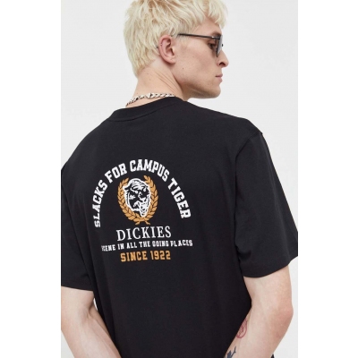 Dickies tricou din bumbac barbati, culoarea negru, cu imprimeu