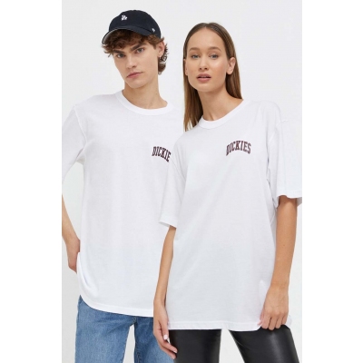 Dickies tricou din bumbac culoarea alb, cu imprimeu
