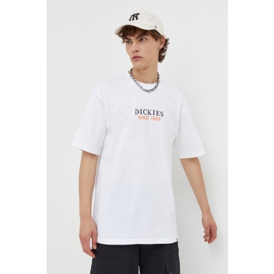 Dickies tricou din bumbac culoarea alb, cu imprimeu