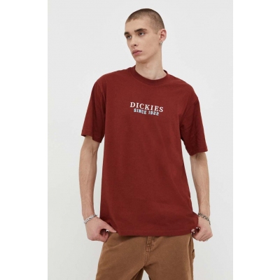 Dickies tricou din bumbac culoarea bordo, cu imprimeu