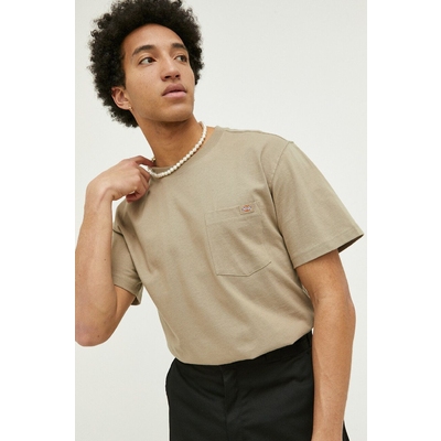 Dickies tricou din bumbac culoarea verde, neted DK0A4TMODS01-DESERTSAND