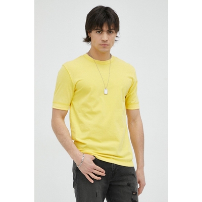 Drykorn tricou din bumbac Raphael culoarea galben, neted