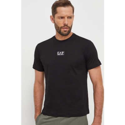 EA7 Emporio Armani tricou din bumbac barbati, culoarea negru, cu imprimeu