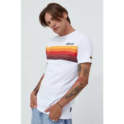 Ellesse tricou din bumbac culoarea alb, cu imprimeu