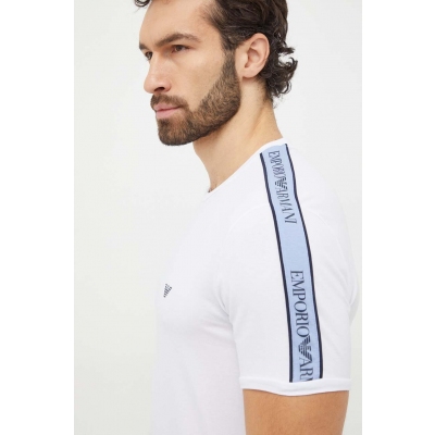 Emporio Armani Underwear tricou lounge culoarea alb, cu imprimeu