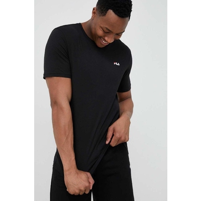 Fila tricou din bumbac 2-pack culoarea negru, neted