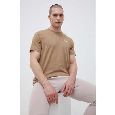 Fila tricou din bumbac culoarea maro, neted
