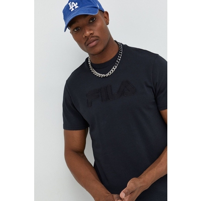 Fila tricou din bumbac culoarea negru, cu imprimeu