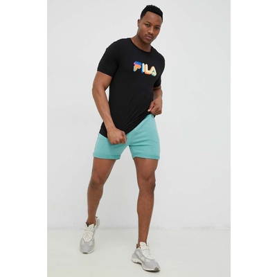 Fila tricou din bumbac culoarea negru, modelator