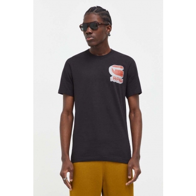 G-Star Raw tricou din bumbac barbati, culoarea negru, cu imprimeu