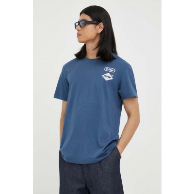 G-Star Raw tricou din bumbac culoarea albastru marin, cu imprimeu