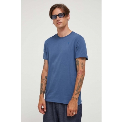 G-Star Raw tricou din bumbac culoarea albastru marin, neted