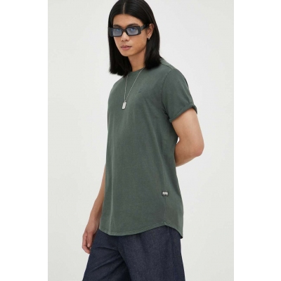 G-Star Raw tricou din bumbac culoarea verde, neted