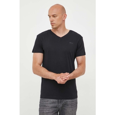 Gant tricou 2-pack barbati, culoarea negru, neted