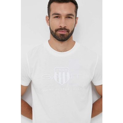 Gant tricou din bumbac culoarea albastru marin, cu imprimeu