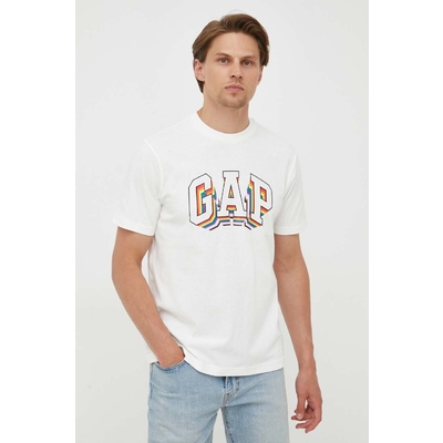 GAP tricou din bumbac culoarea alb, cu imprimeu