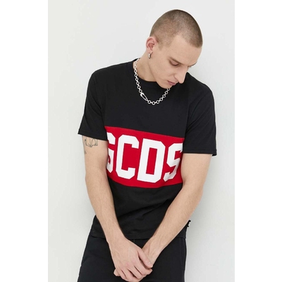 GCDS tricou din bumbac culoarea negru, cu imprimeu