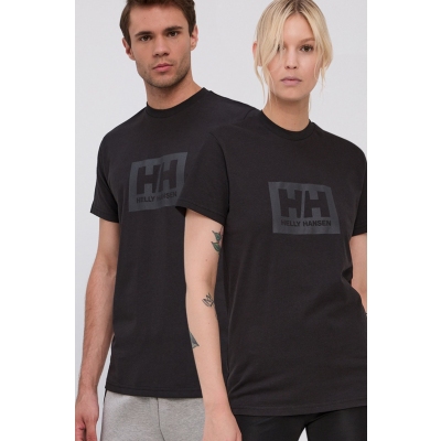 Helly Hansen tricou din bumbac culoarea negru, cu imprimeu 53285-096