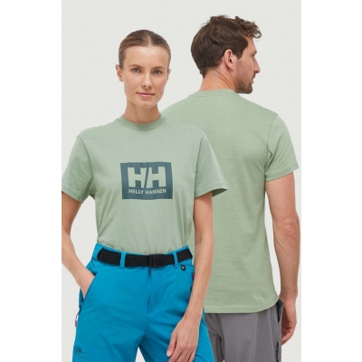Helly Hansen tricou din bumbac culoarea verde, cu imprimeu 53285-096