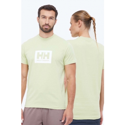 Helly Hansen tricou din bumbac culoarea verde, cu imprimeu 53285-096