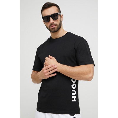 HUGO tricou de plajÄƒ culoarea negru, cu imprimeu