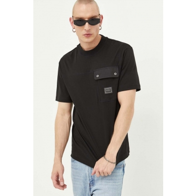 HUGO tricou din bumbac culoarea negru, cu imprimeu