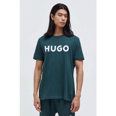 HUGO tricou din bumbac culoarea verde, cu imprimeu