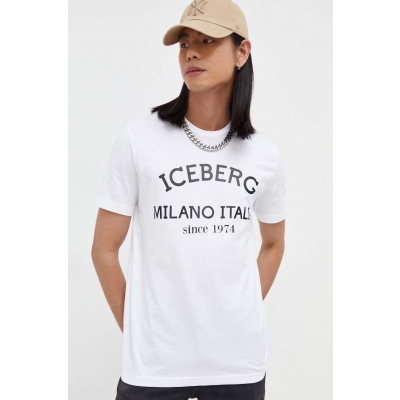 Iceberg tricou din bumbac culoarea alb, cu imprimeu