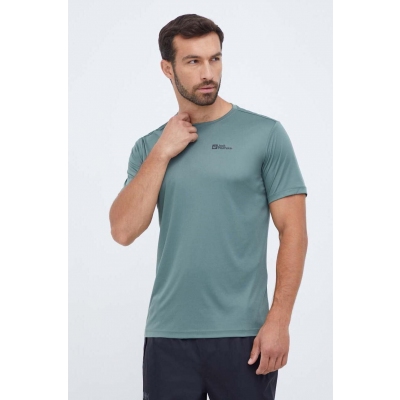Jack Wolfskin tricou sport Tech culoarea verde, neted