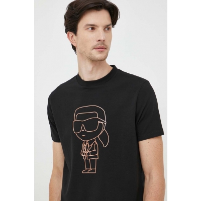 Karl Lagerfeld tricou barbati, culoarea negru, cu imprimeu