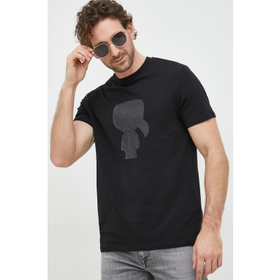 Karl Lagerfeld tricou barbati, culoarea negru, cu imprimeu