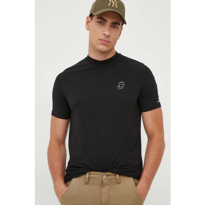 Karl Lagerfeld tricou barbati, culoarea negru, neted