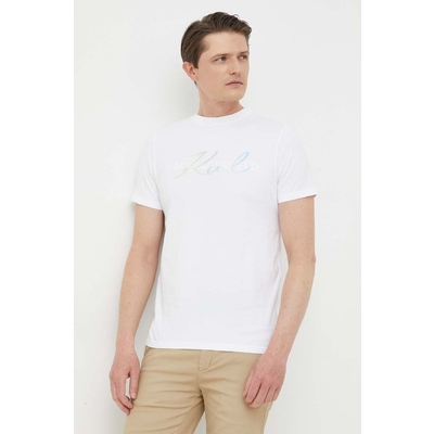 Karl Lagerfeld tricou din bumbac culoarea alb, cu imprimeu