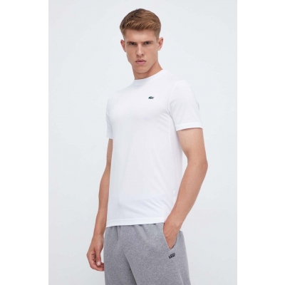 Lacoste tricou barbati, culoarea alb, neted