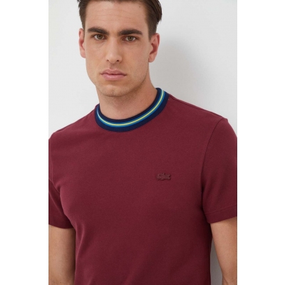 Lacoste tricou barbati, culoarea bordo, neted