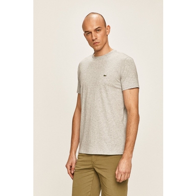 Lacoste tricou din bumbac culoarea gri, neted