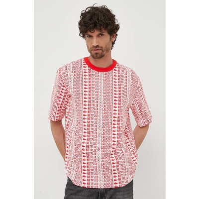 Lacoste tricou din bumbac x Netflix culoarea alb, modelator